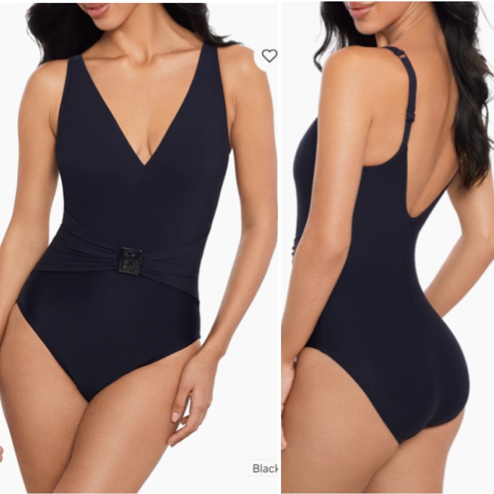 MagicSuit Faith one piece swimsuit size 12 black slimming belt curvy miracle XL